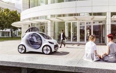 Smart Vision EQ Fortwo, Concept, 2017, Daimler, unmanned electric car, cars of the future, Smart