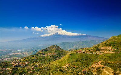 Etna, 4k, sommar, stratovulkan, Sicilien, Italien