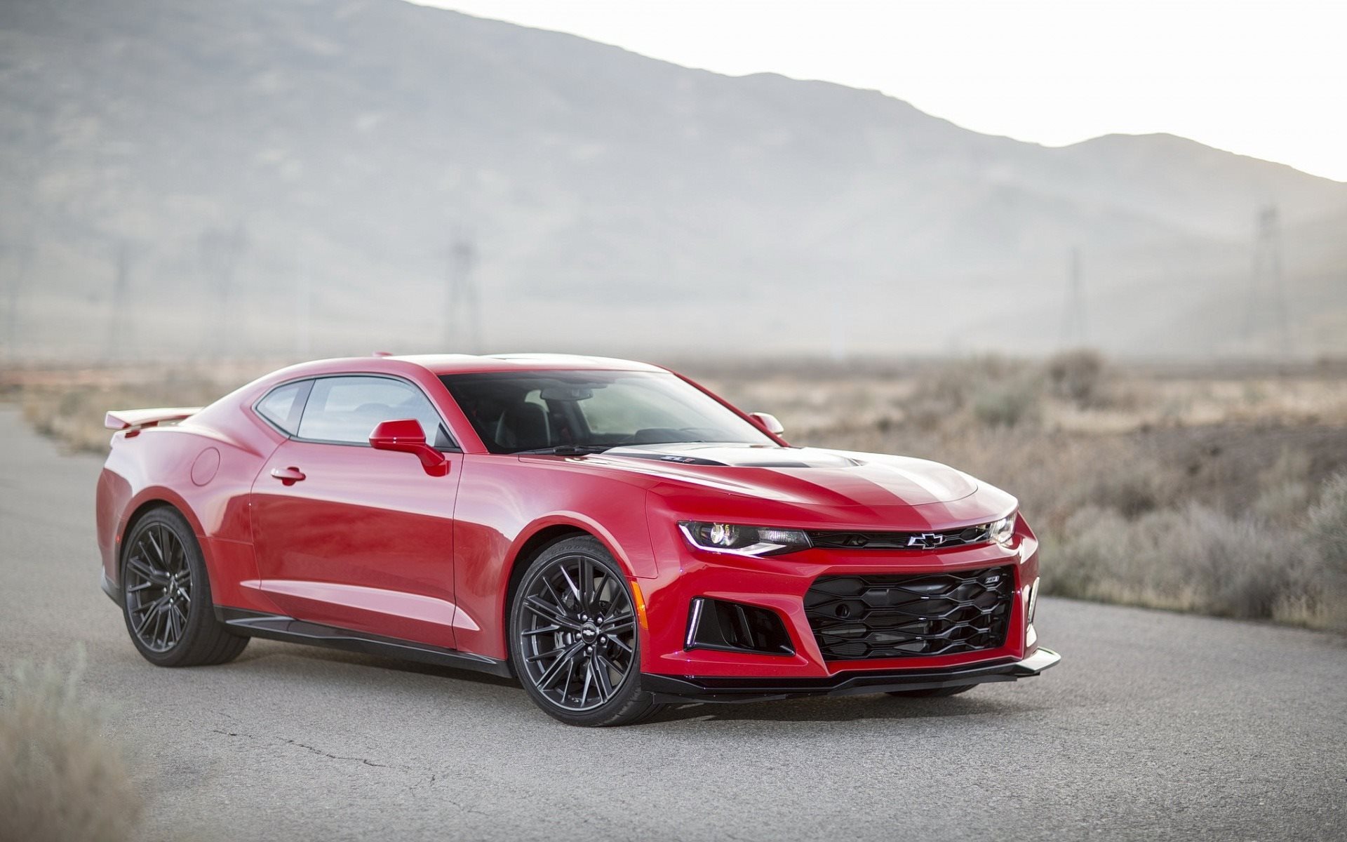 Download wallpapers Chevrolet Camaro, ZL1, Red Camaro, sports cars