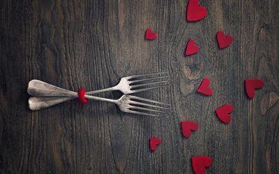 Valentines Day, heart, fork, romantic dinner
