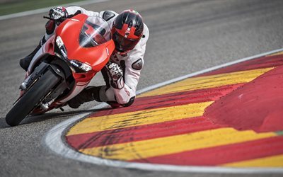 A Ducati 1299 Superleggera, 4K, rider, 2017 motos, pista de corrida, movimento, Ducati