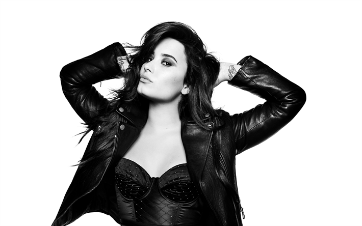 4k, Demi Lovato, 2018, l&#39;actrice am&#233;ricaine, superstars, monochrome, Hollywood