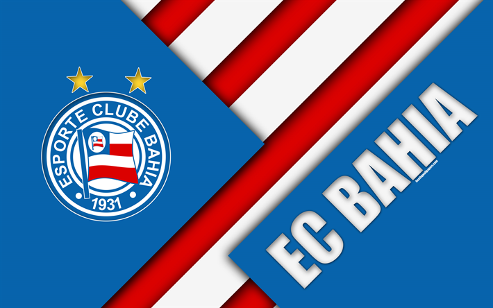 Bahia FC, Salvador, Brazil, 4k, Brazilian football club, material design, blue white abstraction, Serie A, football