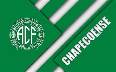 Chapecoense FC, Chapeco, Santa Catarina, 4k, material design, green white abstraction, Brazilian football club, Serie A, football