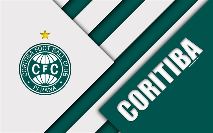 Coritiba FC, Curitiba, Parana, Brazil, 4k, material design, green white abstraction, Brazilian football club, Serie A, football