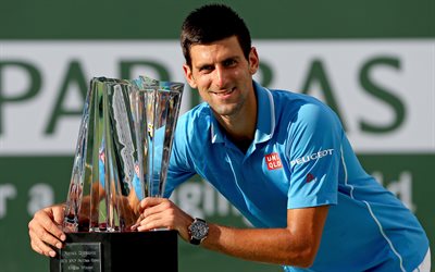 Novak Djokovic, Tennis, portrait, Serbia, trophy, cup, tennis player