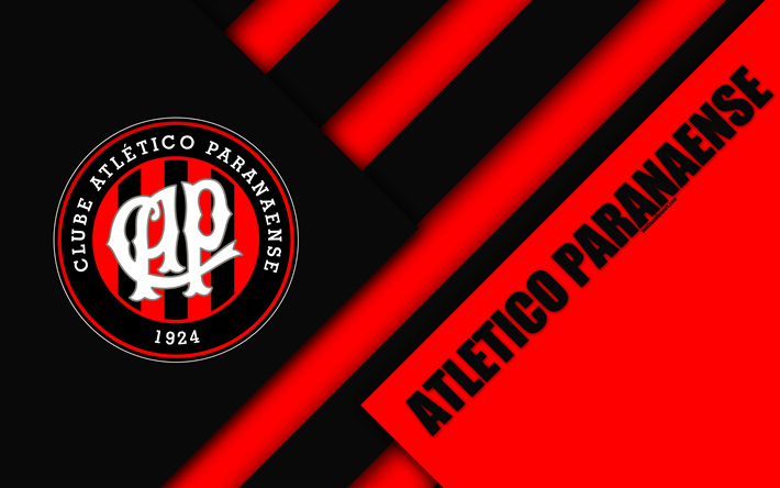 L&#39;Atletico Paranaense FC, Curitiba, Parana, Brasile, 4k, material design, nero e rosso, astrazione, Brazilian football club, Serie A, calcio