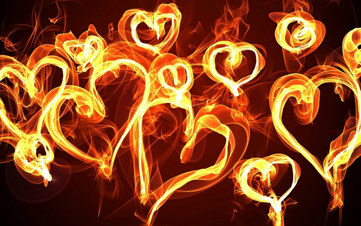 enflamm&#233; le cœur, les flammes, le feu, l&#39;amour, les concepts, le cœur br&#251;lant
