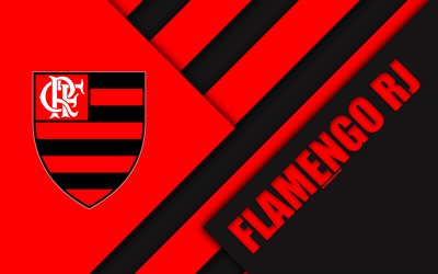 Flamengo RJ FC, Rio de Janeiro, Brazil, 4k, material design, black and red abstraction, Brazilian football club, Serie A, football