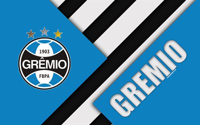 gremio fc porto alegre, rio grande do sul, brasilien, 4k, material-design, blau, schwarz, abstraktion, brasilianische fußball-club, serie a, fußball