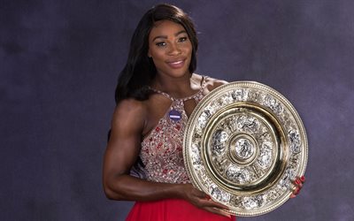 Serena Williams, Wimbledon, womens trophy, tennis, American tennis player, WTA