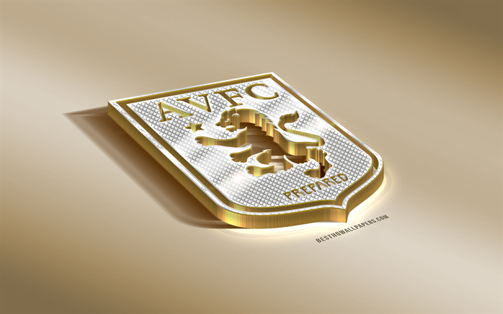 Aston Villa FC, Engelska football club, golden silver logotyp, Aston, Birmingham, England, EFL Championship, 3d gyllene emblem, kreativa 3d-konst, fotboll
