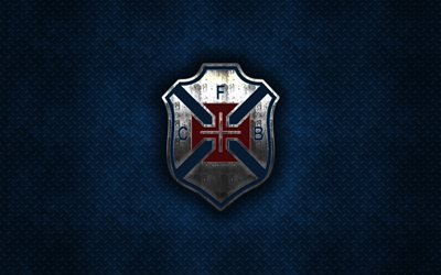 CF Os Belenenses, Portuguese football club, blue metal texture, metal logo, emblem, Lisbon, Portugal, Primeira Liga, Liga NOS, creative art, football