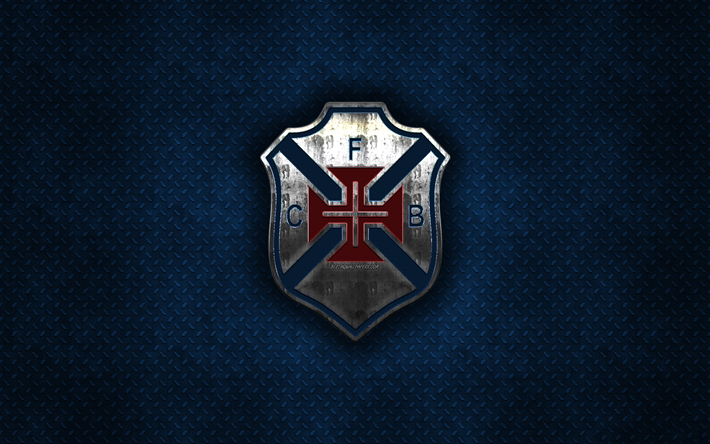 CF Os Belenenses, Portekiz Futbol Kul&#252;b&#252;, mavi metal doku, metal logo, amblem, Lizbon, Portekiz, Ilk Lig, Lig NOS, yaratıcı sanat, futbol