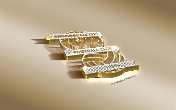 Birmingham City FC, Clube de futebol ingl&#234;s, ouro prata logotipo, Birmingham, Inglaterra, EFL Campeonato, 3d emblema de ouro, criativo, arte 3d, futebol