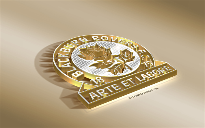 Blackburn Rovers FC, English football club, golden silver logo, Blackburn, England, EFL Championship, 3d golden emblem, creative 3d art, football