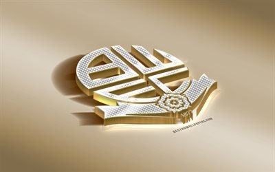 Bolton Wanderers FC, English football club, golden silver logo, Bolton, England, EFL Championship, 3d golden emblem, creative 3d art, football