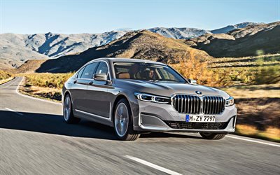 2020, BMW 7 Series, silver sedan, luxury silver car, front view, exterior, new silver BMW 7, German cars