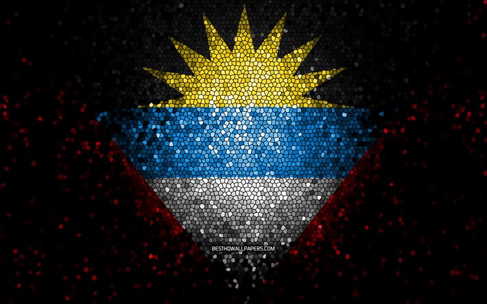 Antigua and Barbuda flag, mosaic art, North American countries, Flag of Antigua and Barbuda, national symbols, artwork, North America, Antigua and Barbuda