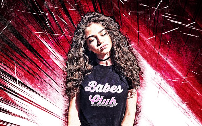 4k, Dytto, grunge art, american dancer, Dit-Oh, Courtney Nicole Kelley, purple abstract rays, american celebrity, Dytto 4K