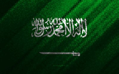 Flag of Saudi Arabia, multicolored abstraction, Saudi Arabia mosaic flag, Saudi Arabia, mosaic art, Saudi Arabia flag