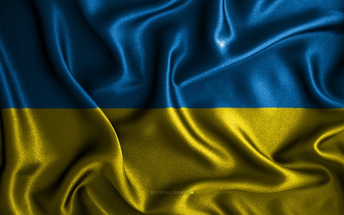 العلم الأوكراني, 4 ك, أعلام متموجة من الحرير, البلدان الأوروبية, رموز وطنية, علم أوكرانيا, أعلام النسيج, فن ثلاثي الأبعاد, أوكرانيا, أوروبا, أوكرانيا العلم 3D