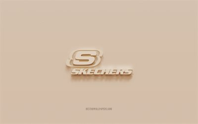 Sketchers logo, ruskea kipsi backgroud, Sketchers 3D logo, tuotemerkit, Sketchers tunnukset, 3D taide, Sketchers