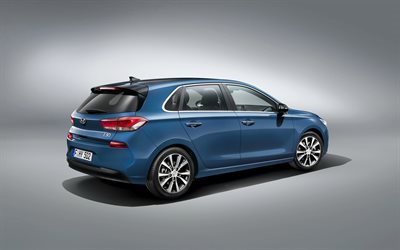 Hyundai i30, 2017, rear view, blue Hyundai, new i30