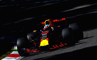 Daniel Ricciardo, 4k, pista de carreras, Formula Uno, F1, Red Bull RB13 de 2017, los coches, F&#243;rmula 1, Red Bull Racing