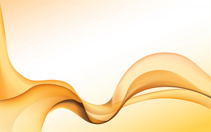 abstract waves, 4k, orange background, curves, art, abstract material
