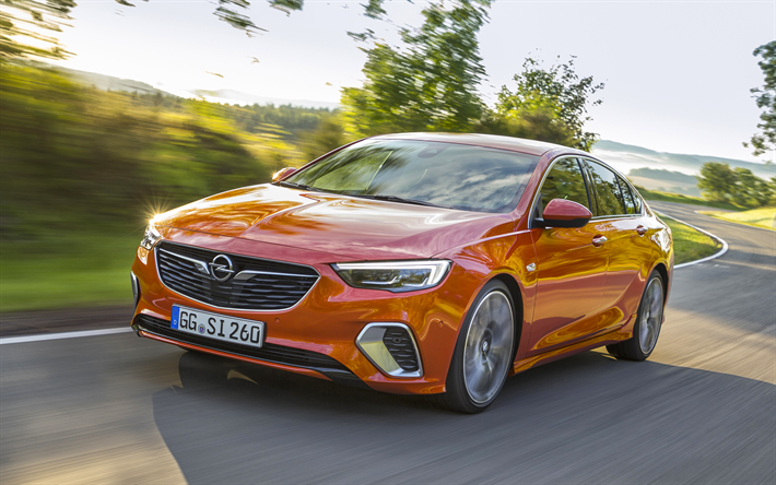 Opel Insignia GSi, 2018, coches nuevos, naranja Insignia, Insignia nuevo, la carretera, la velocidad, los coches alemanes