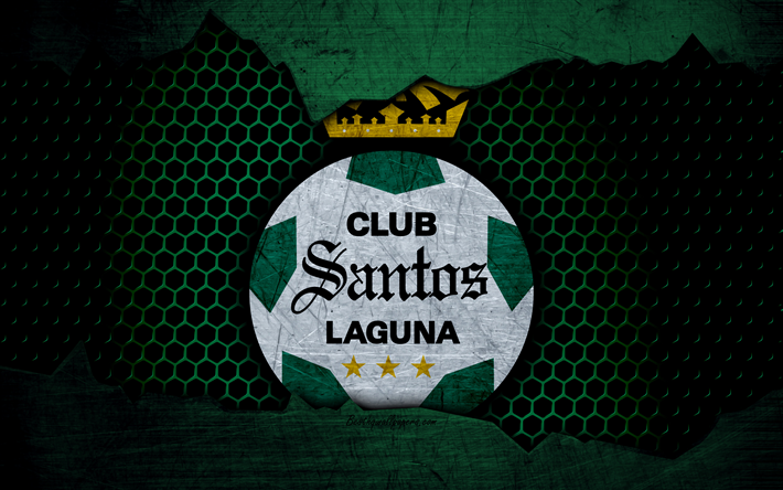 FC Santos Laguna, 4k, vihre&#228; tausta, Liga MX, jalkapallo, Primera Division, football club, Santos Laguna, Meksiko, grunge, metalli rakenne, Santos Laguna FC