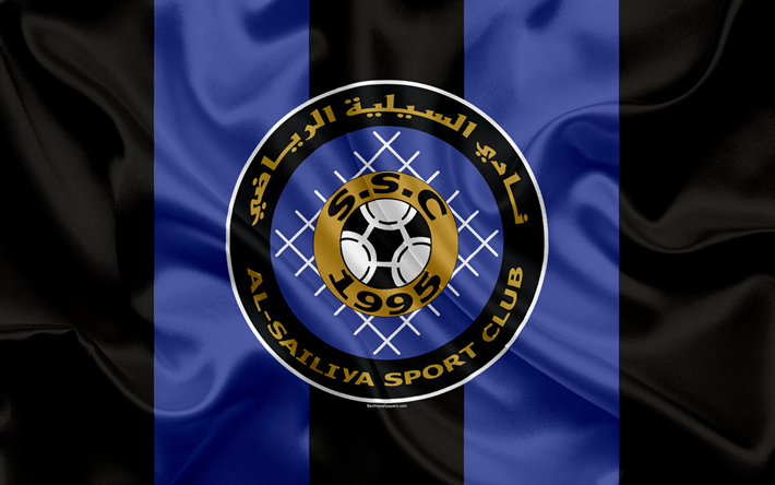 Al-Sailiya SC, 4k, la Qatar football club, l&#39;embl&#232;me, le logo, la Qatar Stars League, Doha, Qatar, le football, soie, texture, drapeau, Al Sailiya FC