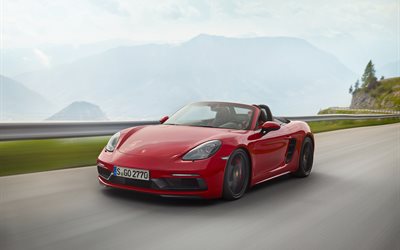 Porsche 718 Cayman GTS, 2018, spor coupe, cabriolet, roadster, Yeni araba, kırmızı Cayman GTS, Alman otomobil, yol, hız, Porsche