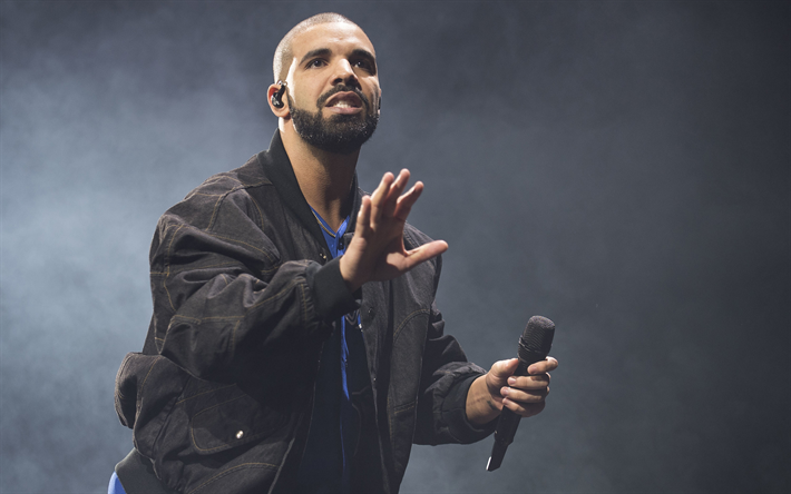 Drake, 4к, Aubrey Drake Graham, un concierto, un Canadiense rapero, cantante