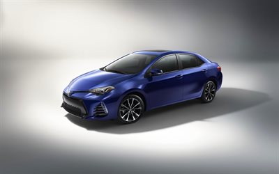Toyota Corolla, 2018, berline bleu, bleu nouveau de la Corolle, les voitures Japonaises, Toyota