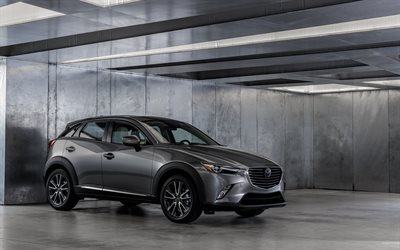 Mazda CX-3, 2018, gray new CX-3, Japanese cars, crossovers, Mazda