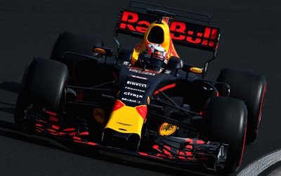 Max Verstappen, 4k, Red Bull Racing, pista de carreras, RB13, F&#243;rmula 1, F1, 2017 coches, F&#243;rmula Uno