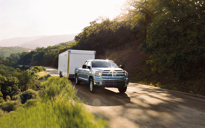 Toyota Tundra, 4k, 2017 arabalarla, kamyonetlerle, offroad, ABD, Toyota