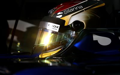 Pascal Wehrlein, 4k, Spanish racing driver, Formula 1, carreras de helmet, Sauber F1 Team