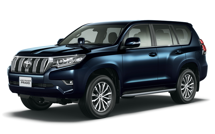 toyota, land cruiser prado, 2018, 4k, neuer suv, blue prado, japanische autos