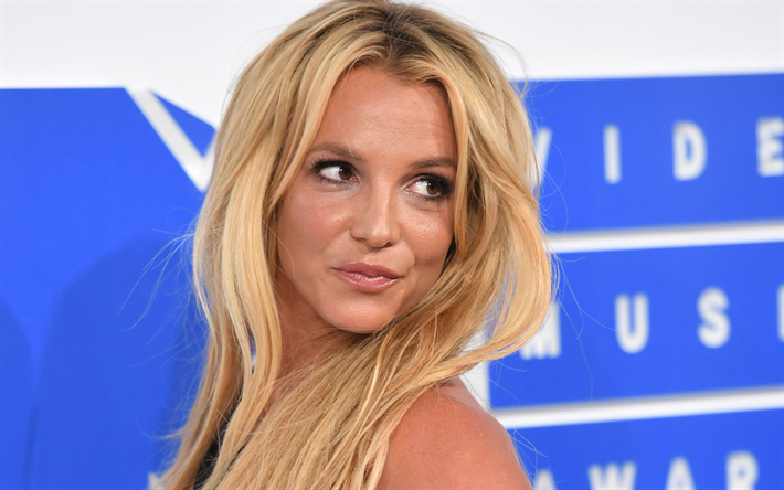 Britney Spears, 4k, cantante Estadounidense, rubia, hermosa mujer, maquillaje