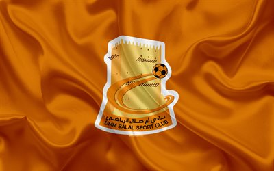 Umm Salal SC, 4k, Qatar football club, emblem, logo, Qatar Stars League, Ar-Rayyan, Qatar, football, silk texture, flag, Umm-Salal FC