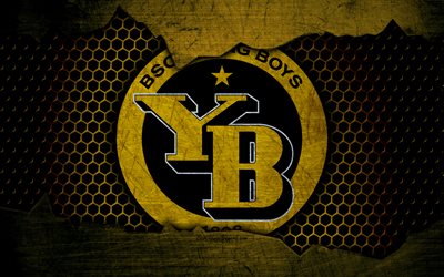 Young Boys, 4k, logo, Swiss Super League, soccer, football club, Switzerland, grunge, BSC Young Boys, metal texture, Young Boys FC