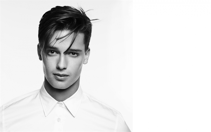 Patrick Schwarzenegger, el actor estadounidense, sesi&#243;n de fotos, retrato, blanco y negro, el modelo de