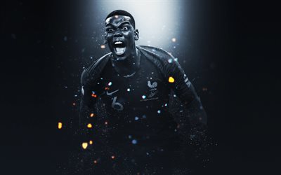 Paul Pogba, 4k, creative art, France national football team, French footballer, lighting effects, France, football players