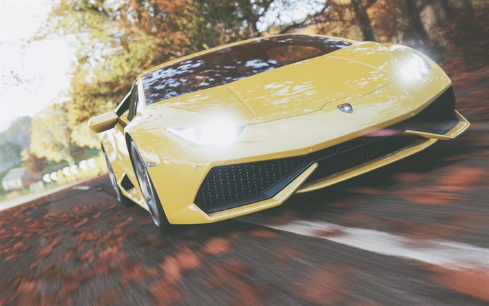 Lamborghini Huracan, 4k, autosimulator, 2018 spel, E3 2018, Forza Horizon 4, Lamborghini