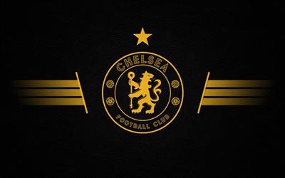 Le Chelsea FC, en cuir de fond, fan art, de la Premier League, un logo, un club de football anglais, de soccer, de football, Les Retrait&#233;s, Chelsea, fond noir, Londres, Angleterre