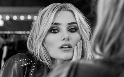 4k, Meg Donnelly, 2018, monochrome, american actress, Hollywood, beauty, young actress