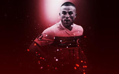 Gokhan Tore, 4k, Turkey national football team, Turkish footballer, creative effects, lighting effects, Turkey, football players
